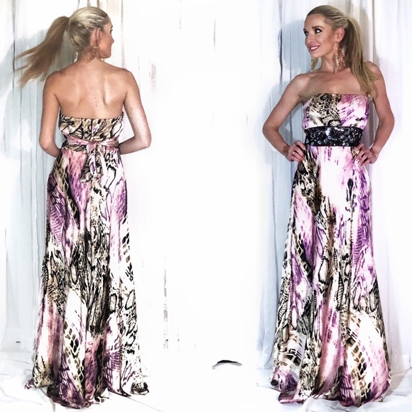 Speechless Dresses & Skirts - Pink Tan Animal Print Strapless Beaded Prom Dress